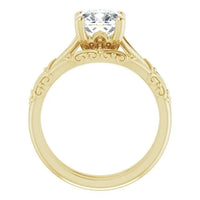 14K Yellow Gold Vintage Cushion Solitaire Ring 2CT | Silver Fox Sales