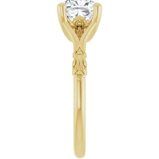 14K Yellow Gold Vintage Cushion Solitaire Ring 2CT | Silver Fox Sales