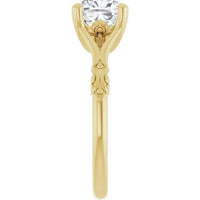 14K Yellow Gold Vintage Cushion Solitaire Ring 2CT | Silver Fox Sales