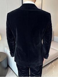 Men's Double-Breasted Velvet Two-Piece Suit | Silver Fox Sales