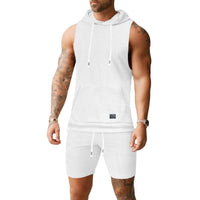Sleeveless Jacquard-knit Hooded Vest And Shorts Set | Silver Fox Sales