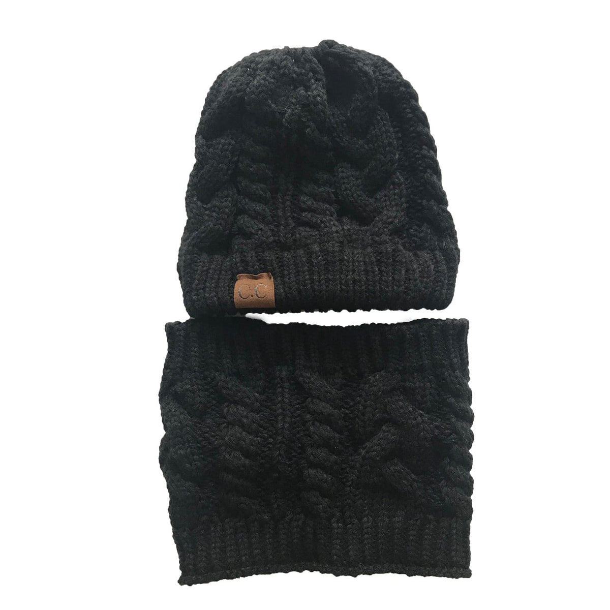 Women's Knit Ponytail Hat & Scarf Set | Silver Fox Sales