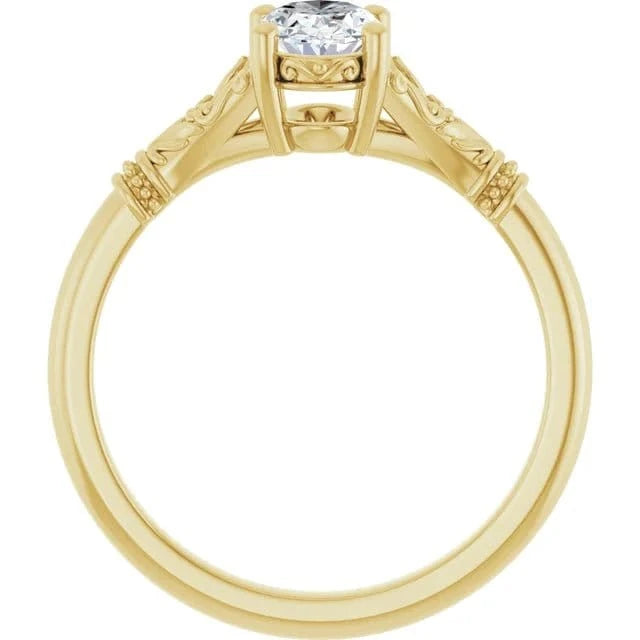 Vintage Sculptural Oval Engagement Ring 14K Yellow Gold | Silver Fox Sales