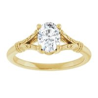 Vintage Sculptural Oval Engagement Ring 14K Yellow Gold | Silver Fox Sales
