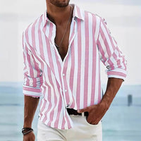 Striped Print Casual Loose Long-sleeved Shirt