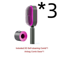 Self Cleaning Hair Brush For Women One-key Cleaning Hair Loss Airbag Massage Scalp Comb Anti-Static | Silver Fox Sales