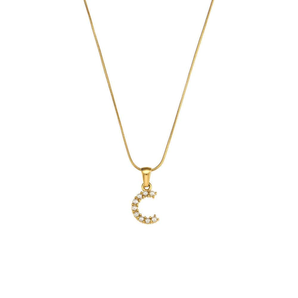 18K Gold-Plated Letter Initial Necklace – Stainless Steel Snake Chain | Silver Fox Sales