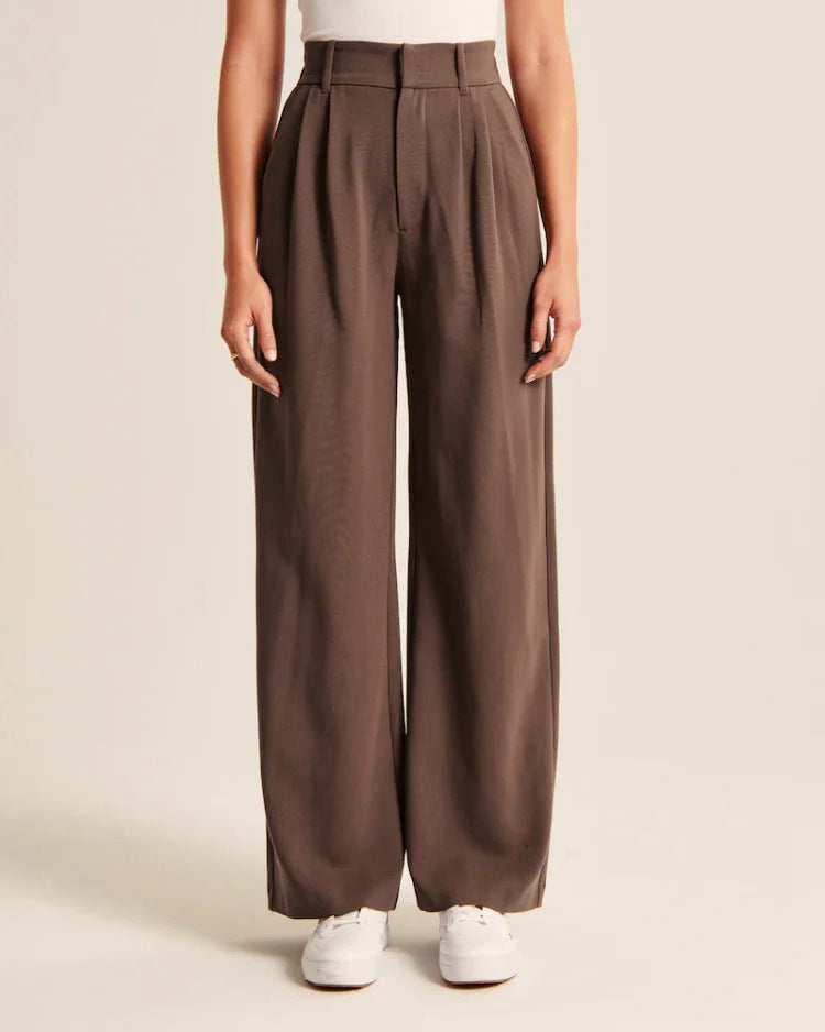 Women's high-waist wide-leg trousers with pockets - view 2