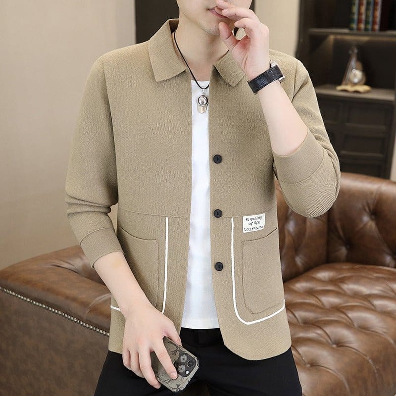 Men's Casual Knitted Slim-Fit Sweater Coat | Silver Fox Sales