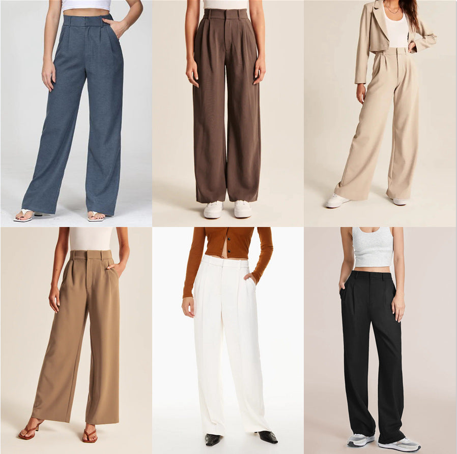 Women's high-waist wide-leg trousers with pockets - view 9
