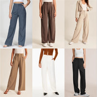Women's high-waist wide-leg trousers with pockets - view 9