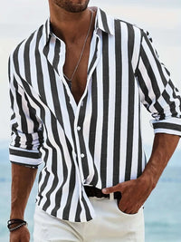 Striped Print Casual Loose Long-sleeved Shirt