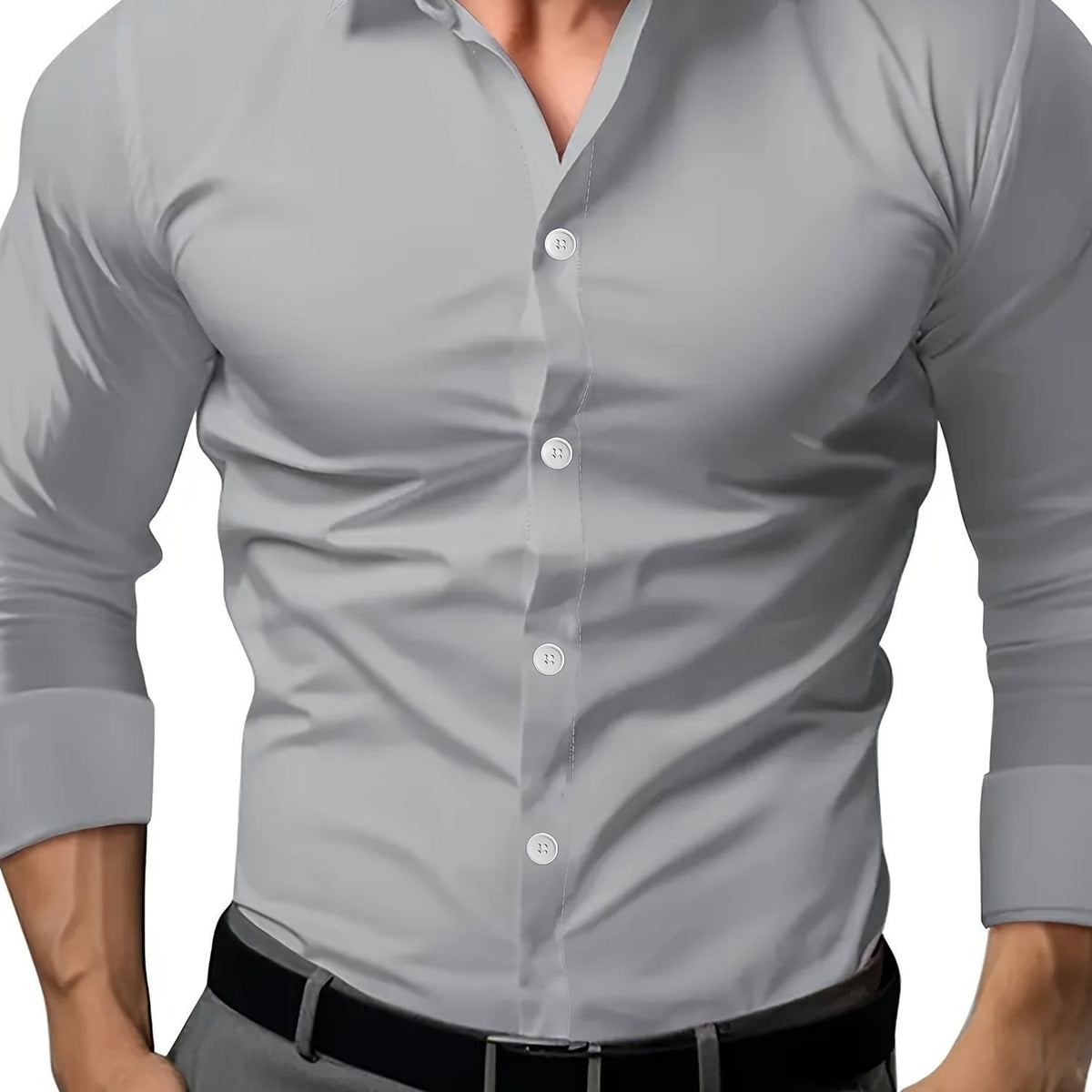 Men's Dark Gray Semi-Sheer Dress Shirt | Silver Fox Sales