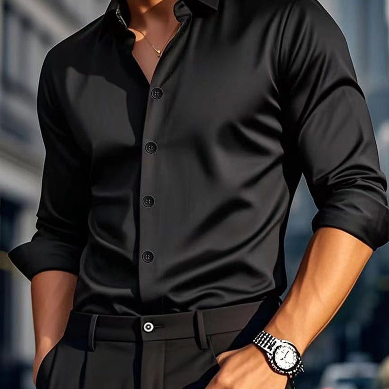 Men's Casual Solid Color Long-Sleeve Shirt | Silver Fox Sales