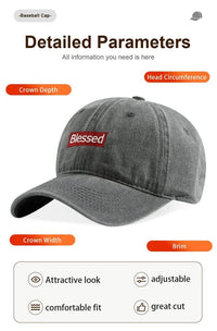 Vintage Washed Blessed Embroidered Baseball Cap Adjustable Unisex Streetwear Dad Hat | Silver Fox Sales