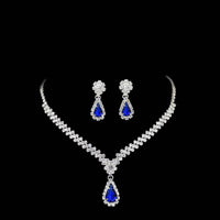 Rhinestone Necklace And Earring Set Of Two Pieces | Silver Fox Sales