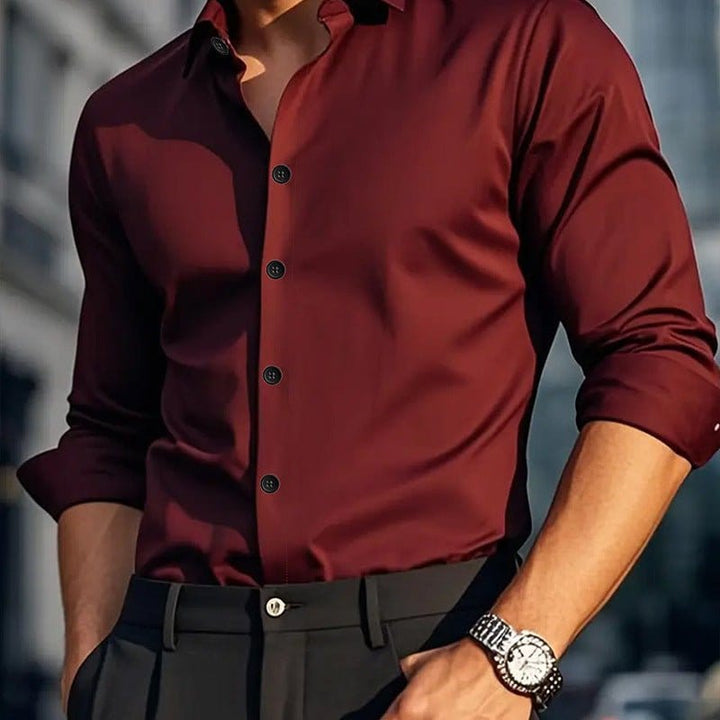 Men's Casual Solid Color Long-Sleeve Shirt | Silver Fox Sales