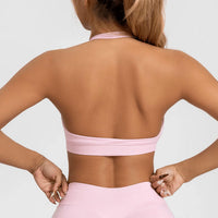 Impact Sports Bra Women Seamless Halter Top High Support Push-Up Open Back Gym Wear Fitness Yoga Workout Underwear