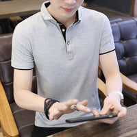Men's short-sleeve contrast-trim polo shirt in Grey & Black