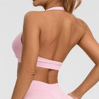 Impact Sports Bra Women Seamless Halter Top High Support Push-Up Open Back Gym Wear Fitness Yoga Workout Underwear