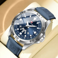 Men’s Business Quartz Watch – Leather Strap & Day-Date Display