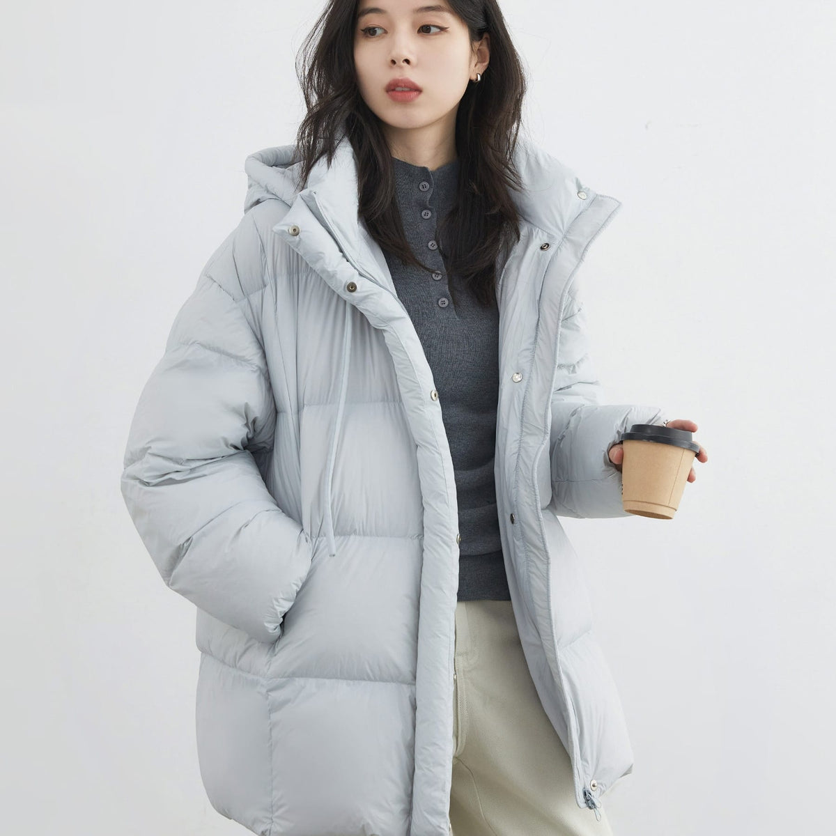Women's Hooded 90% Duck Down Puffer Coat | Silver Fox Sales