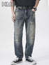 Shanxi stretchy slim straight pants displayed on a model in casual attire with a relaxed fit and stylish look.