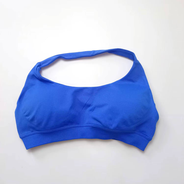 Impact Sports Bra Women Seamless Halter Top High Support Push-Up Open Back Gym Wear Fitness Yoga Workout Underwear