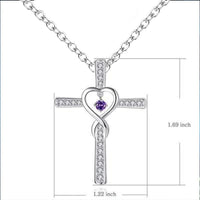 Infinity Love God We Trust Christian Cross Birthstone Crystal Pendant Necklace Colour Gems Zircon Heart | Silver Fox Sales