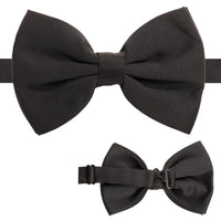Men's Black Satin Bow Tie – Adjustable 14"–18" for Tuxedos & Weddings