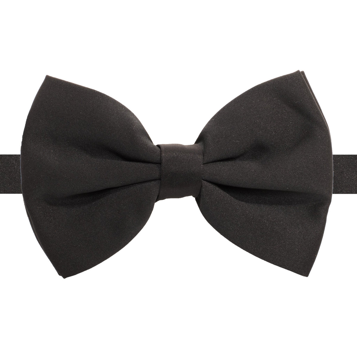 Men's Black Satin Bow Tie – Adjustable 14"–18" for Tuxedos & Weddings