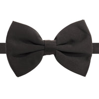 Men's Black Satin Bow Tie – Adjustable 14"–18" for Tuxedos & Weddings