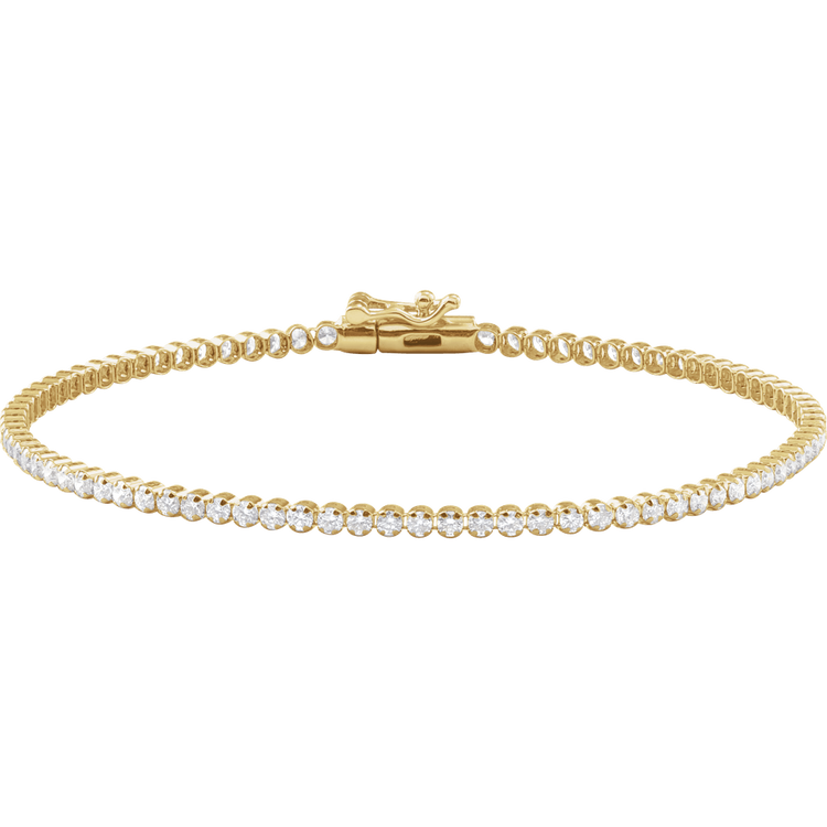 14K gold jewelry Éclat Line Diamond Bracelet featuring round-cut diamonds and a secure box clasp.