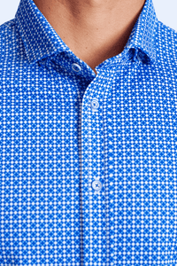 Swiss Check Long Sleeve Tech Shirt - Blue | Silver Fox Sales