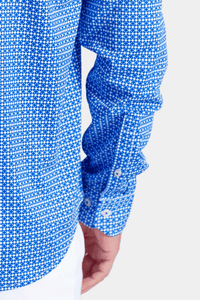 Swiss Check Long Sleeve Tech Shirt - Blue | Silver Fox Sales