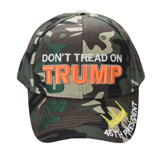 Don’t Tread on Trump Camo Cap – Adjustable Cotton Twill MAGA Hat with 45th President Design