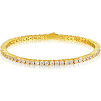 Gold Tennis Bracelet 3mm, 925 Silver, VVS Moissanite | Silver Fox Sales
