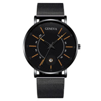 Men's Ultra-Thin Quartz Watch – Mesh Band or Leather Strap, Date Display