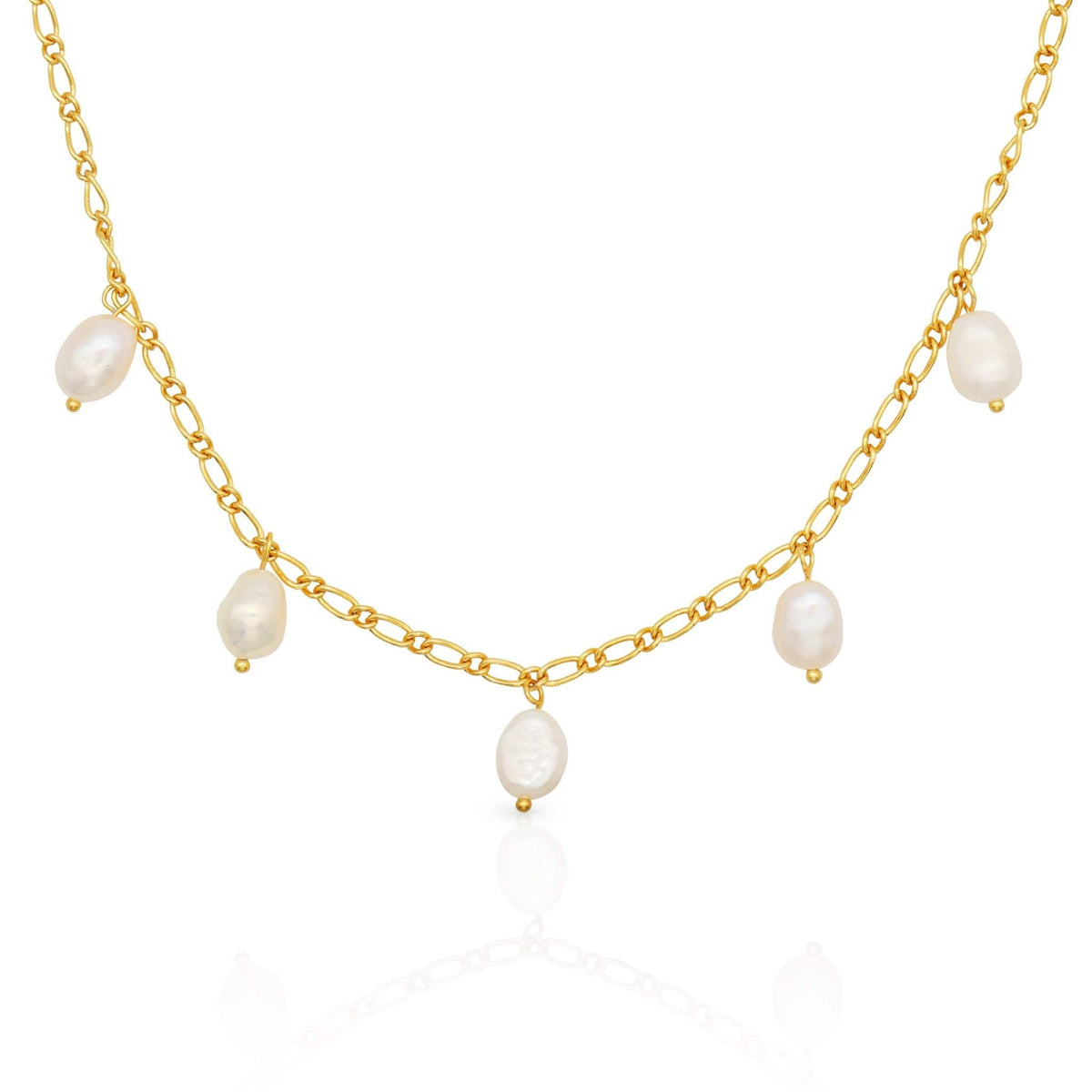 Pearl Charm Necklace, 18K Gold Plated | Silver Fox Sales
