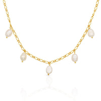 Pearl Charm Necklace, 18K Gold Plated | Silver Fox Sales