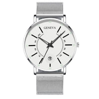 Men's Ultra-Thin Quartz Watch – Mesh Band or Leather Strap, Date Display