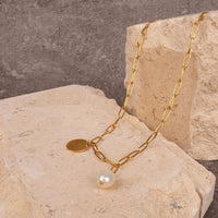 Arianne Labele Gold-Plated Pearl Pendant Necklace | Silver Fox Sales