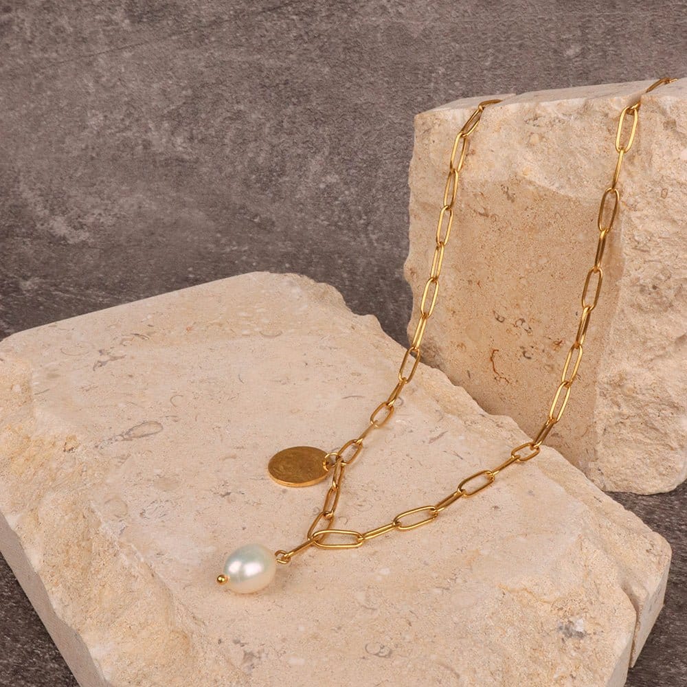 Arianne Labele Gold-Plated Pearl Pendant Necklace | Silver Fox Sales