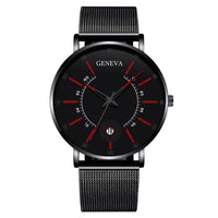 Men's Ultra-Thin Quartz Watch – Mesh Band or Leather Strap, Date Display