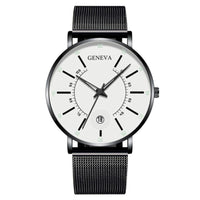 Men's Ultra-Thin Quartz Watch – Mesh Band or Leather Strap, Date Display