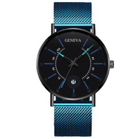 Men's Ultra-Thin Quartz Watch – Mesh Band or Leather Strap, Date Display
