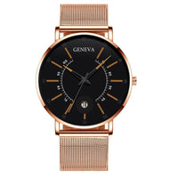 Men's Ultra-Thin Quartz Watch – Mesh Band or Leather Strap, Date Display