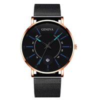 Men's Ultra-Thin Quartz Watch – Mesh Band or Leather Strap, Date Display