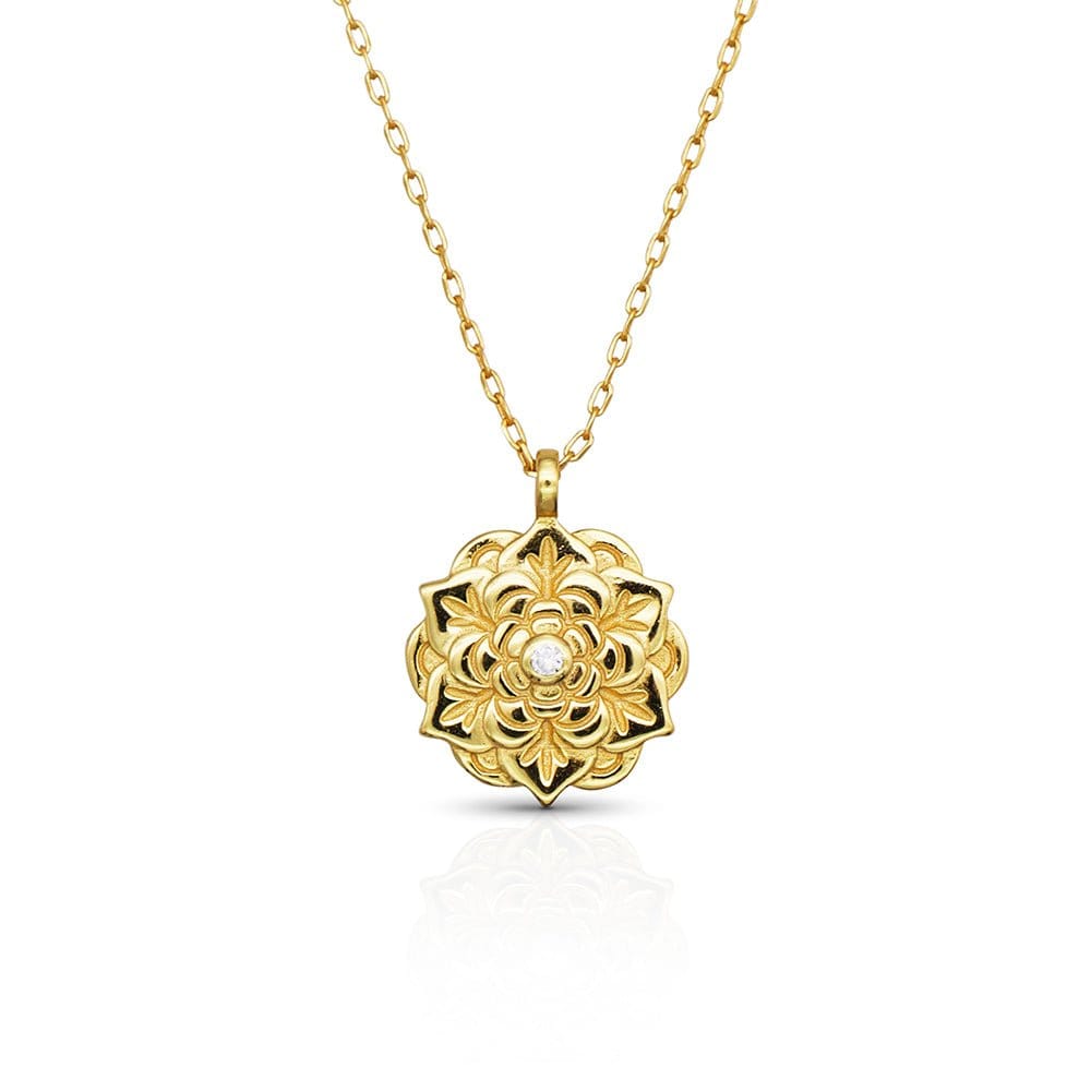 Danielle Floral Pendant Gold Necklace | Silver Fox Sales