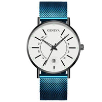 Men's Ultra-Thin Quartz Watch – Mesh Band or Leather Strap, Date Display